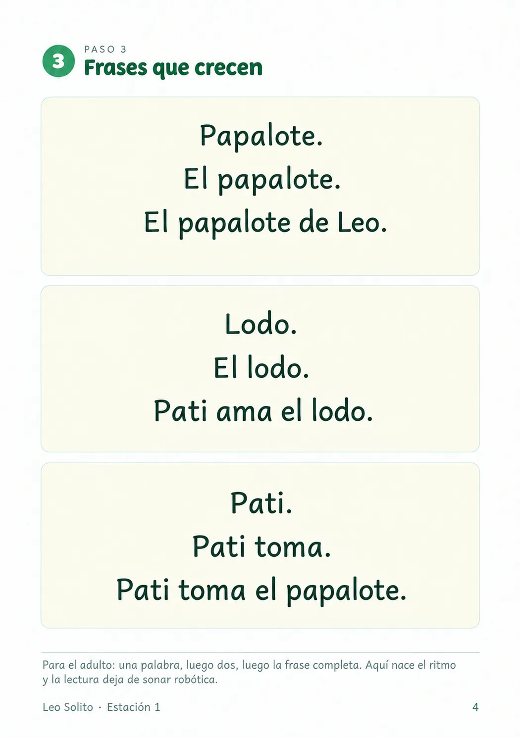 Página Frases que crecen del librito 1